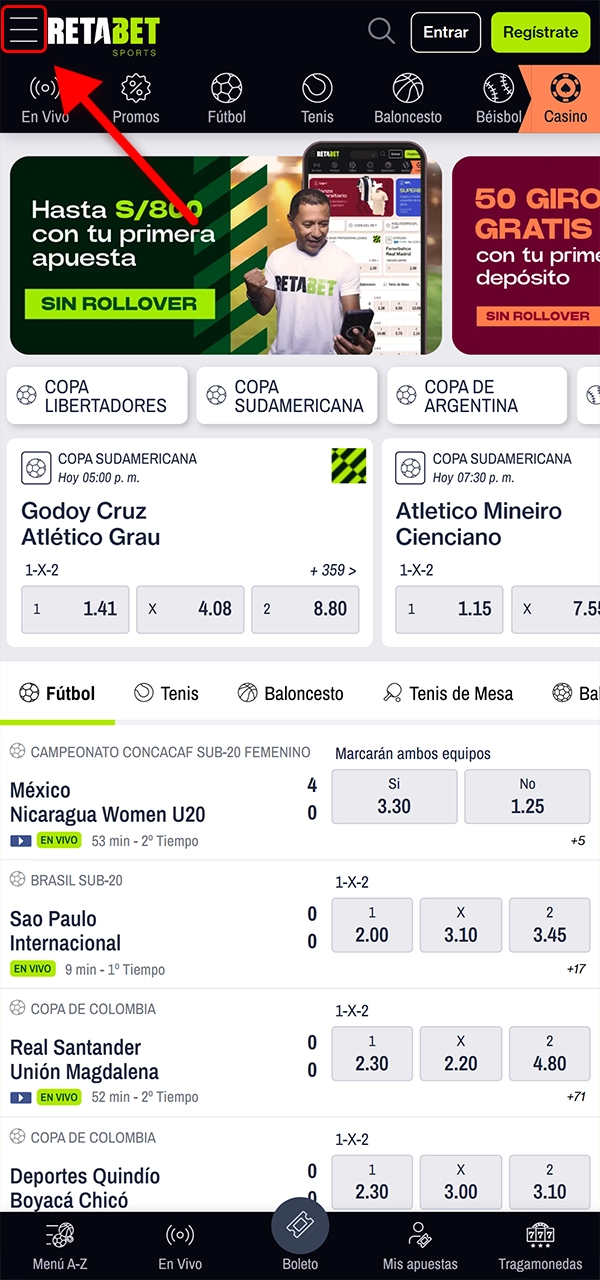 Haz clic en el botón de descarga en el sitio oficial de Retabet para iOS.