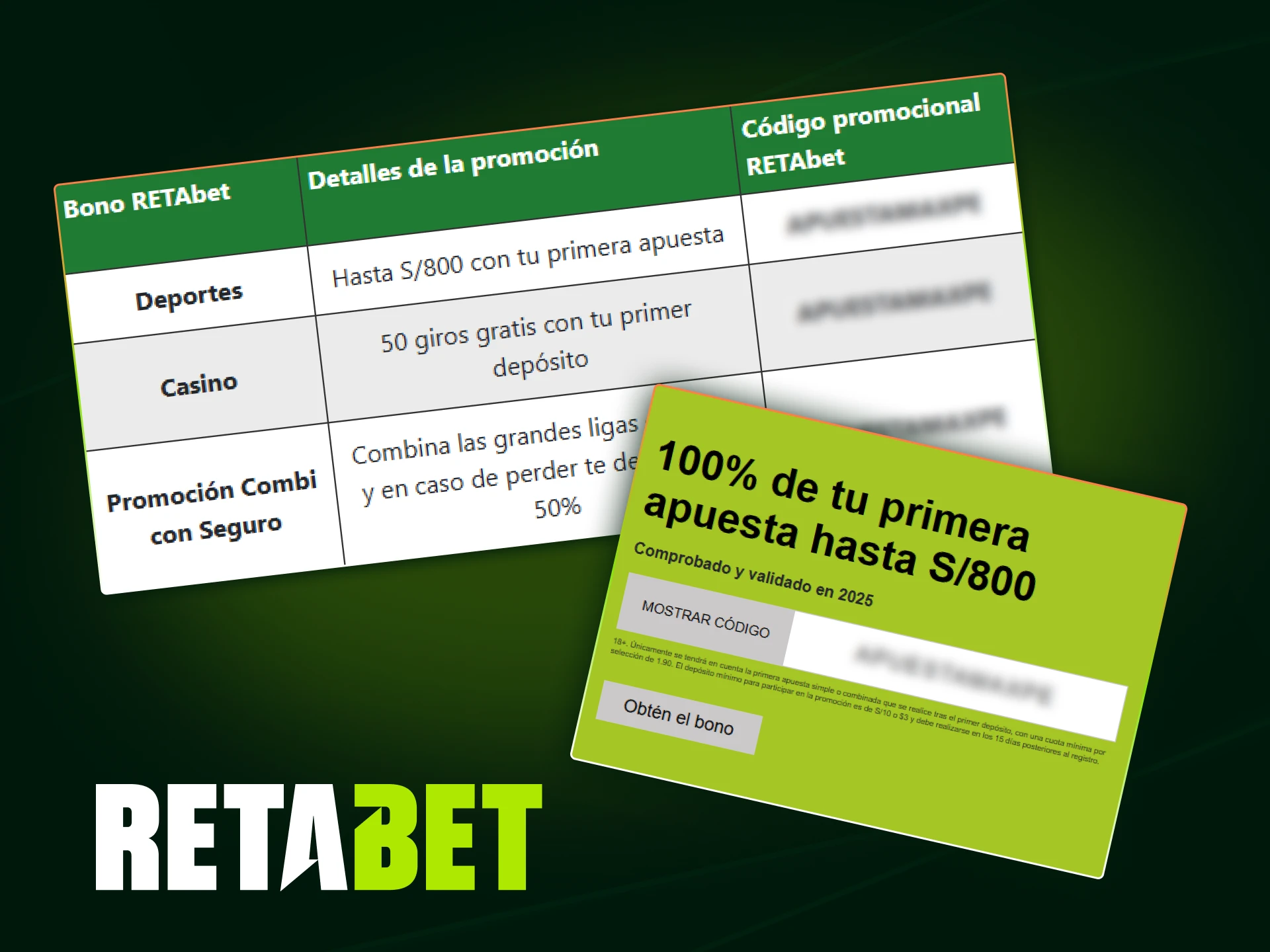 Código promocional de Retabet para bonos extra y apuestas gratuitas en Perú.