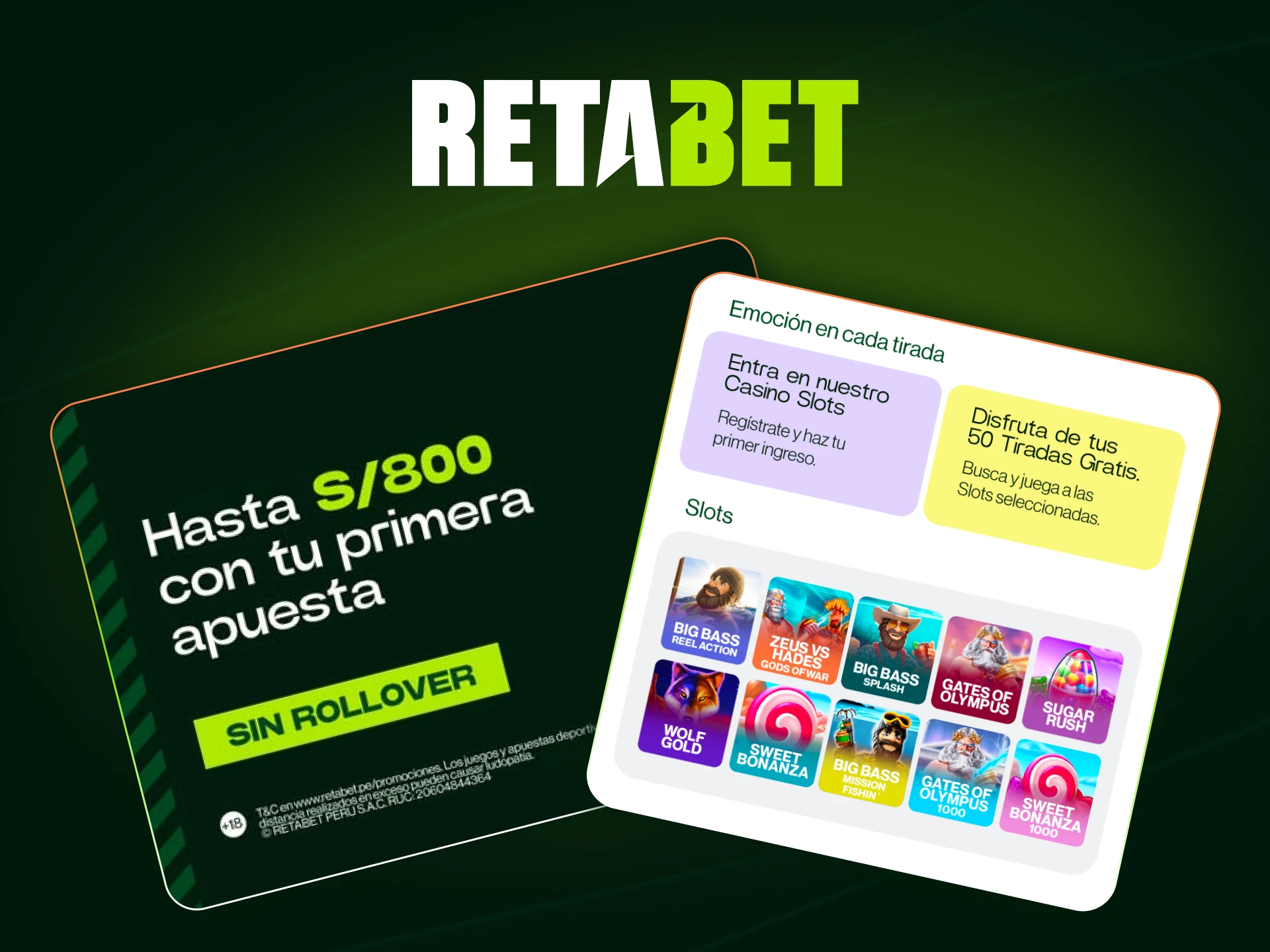 Bono de primer depósito en Retabet Perú para casino y deportes con giros gratis y saldo extra.