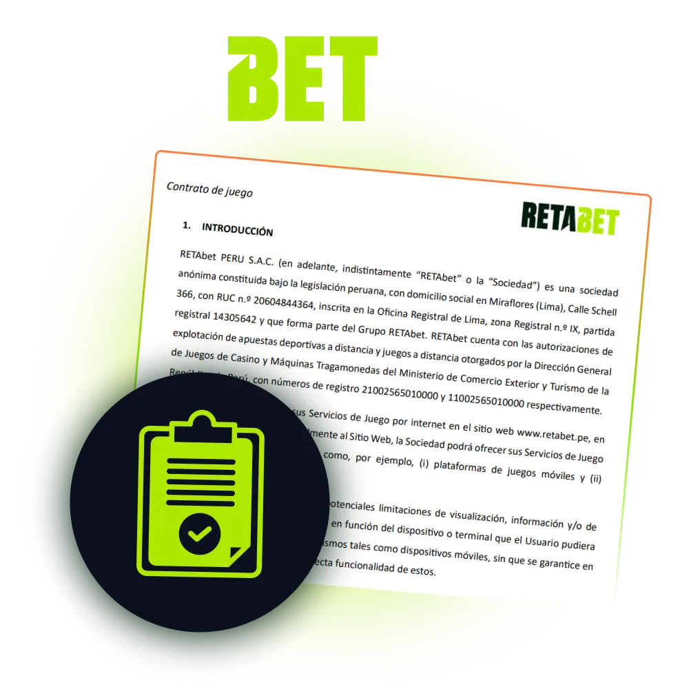 Términos y condiciones de uso de Retabet regulados por Mincetur para apuestas en Perú.