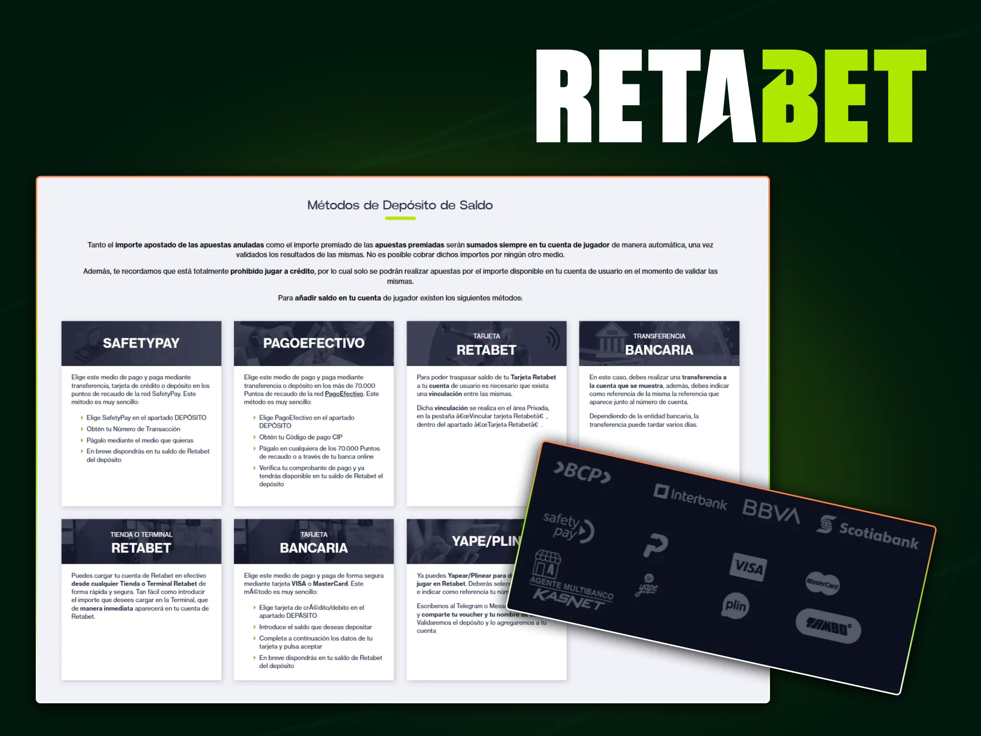 Métodos de pago rápidos y seguros para jugadores peruanos en el casino oficial Retabet.