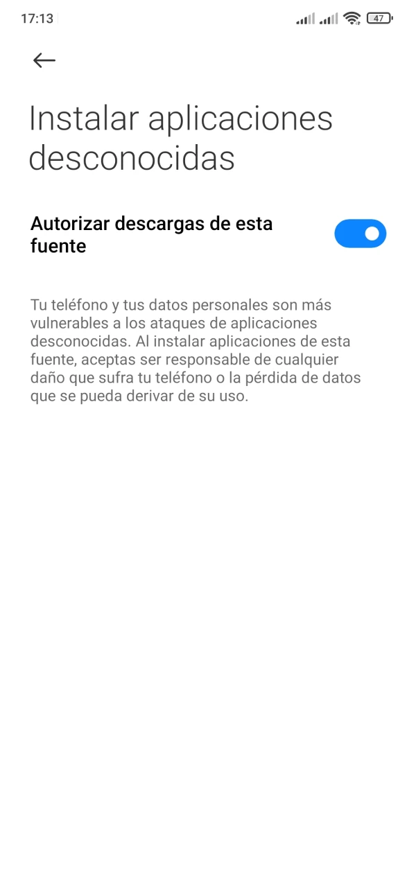 Activa fuentes desconocidas para descargar Retabet APK sin errores.