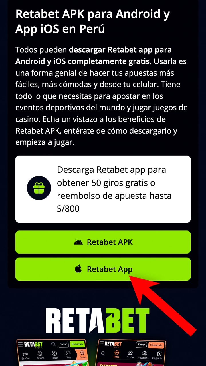 Proceda a instalar Retabet haciendo clic en el botón de esta página.